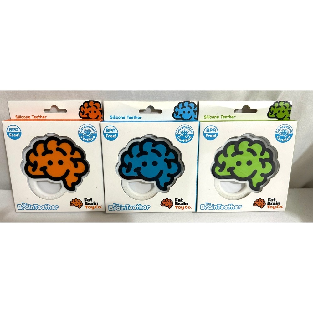 Fat Brain Toy Co. The Brain Teether Silicone Baby Teething Rings Multicolor